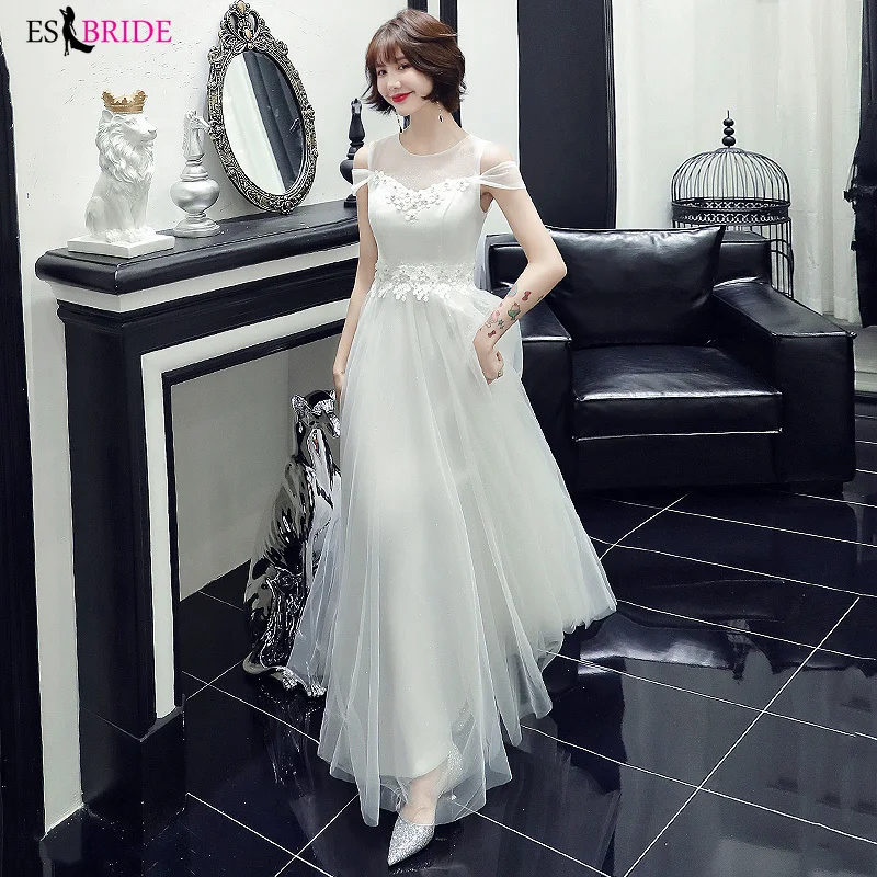 White Elegant Long Formal Dress 2019 Princess A line Cap Sleeve Dreams Evening Party Gowns Special Occasion Dresses ES2384 | Свадьбы и
