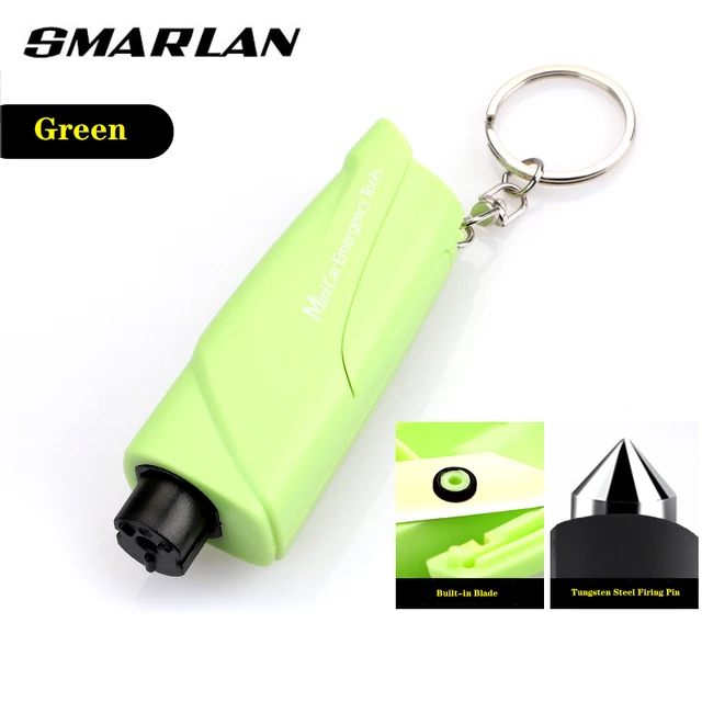 SMARLAN Portable Safety Hammer For Car Side Window Breaking Seat Belt Cutter Life-saving Escaping Emergency Tool With Key-chain Green