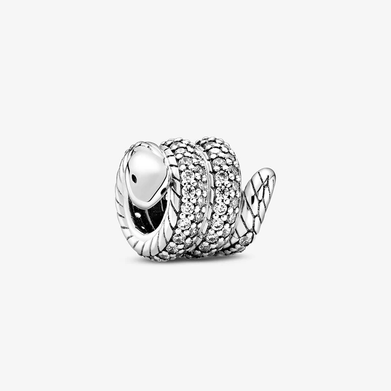 

New Arrival 2020 Sparkling Wrapped Snake Charm Beads Fit Original Pandora Charm Bracelet Jewelry Gift