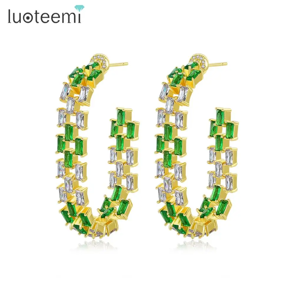 LUOTEEMI, Роскошные красочные серьги-кольца для женщин, модные юбилейные украшения вечерние, D Oreille Femme Bijoux, рождественский подарок