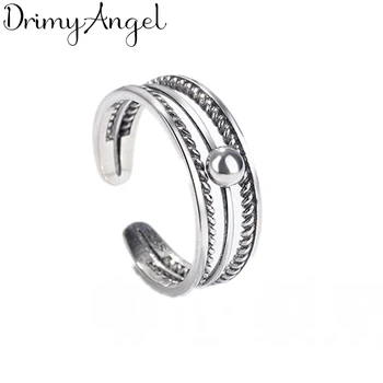 

New Trendy 925 Sterling Silver Layer Beads Rings For Women Wedding Men Jewelry Finger Rings Wholesale