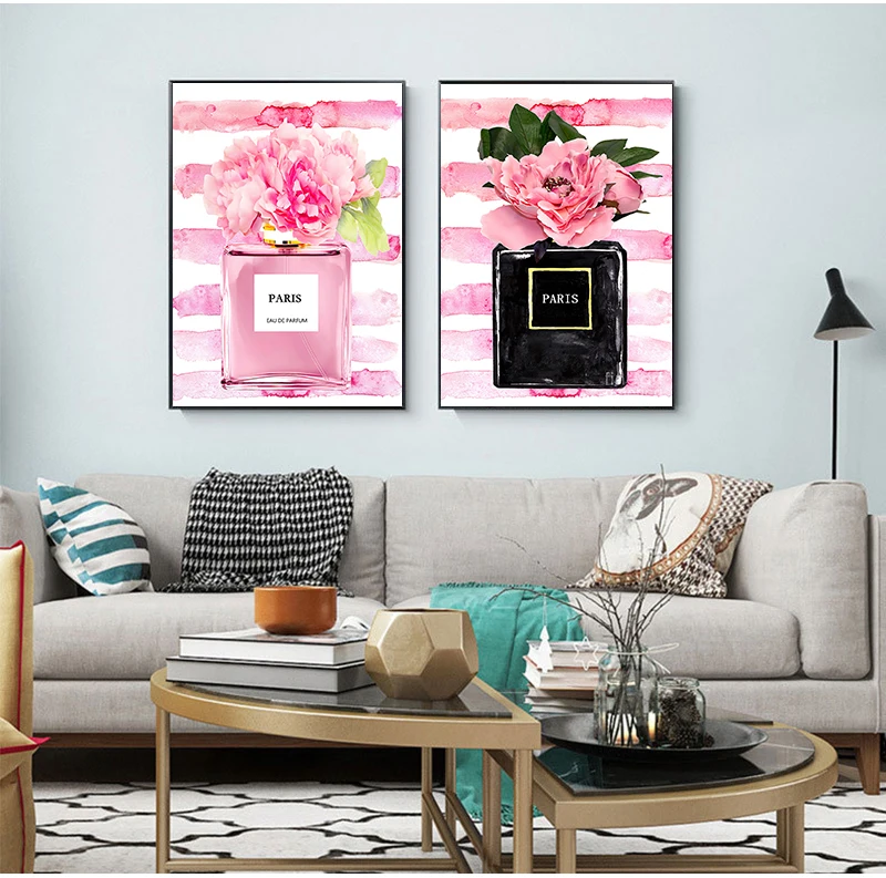 Fashion Coco Quotes Poster Print Blue Flower Perfume Wall Art Canvas  Painting Modern Trendy Pictures for Living Room Home Decor - AliExpress