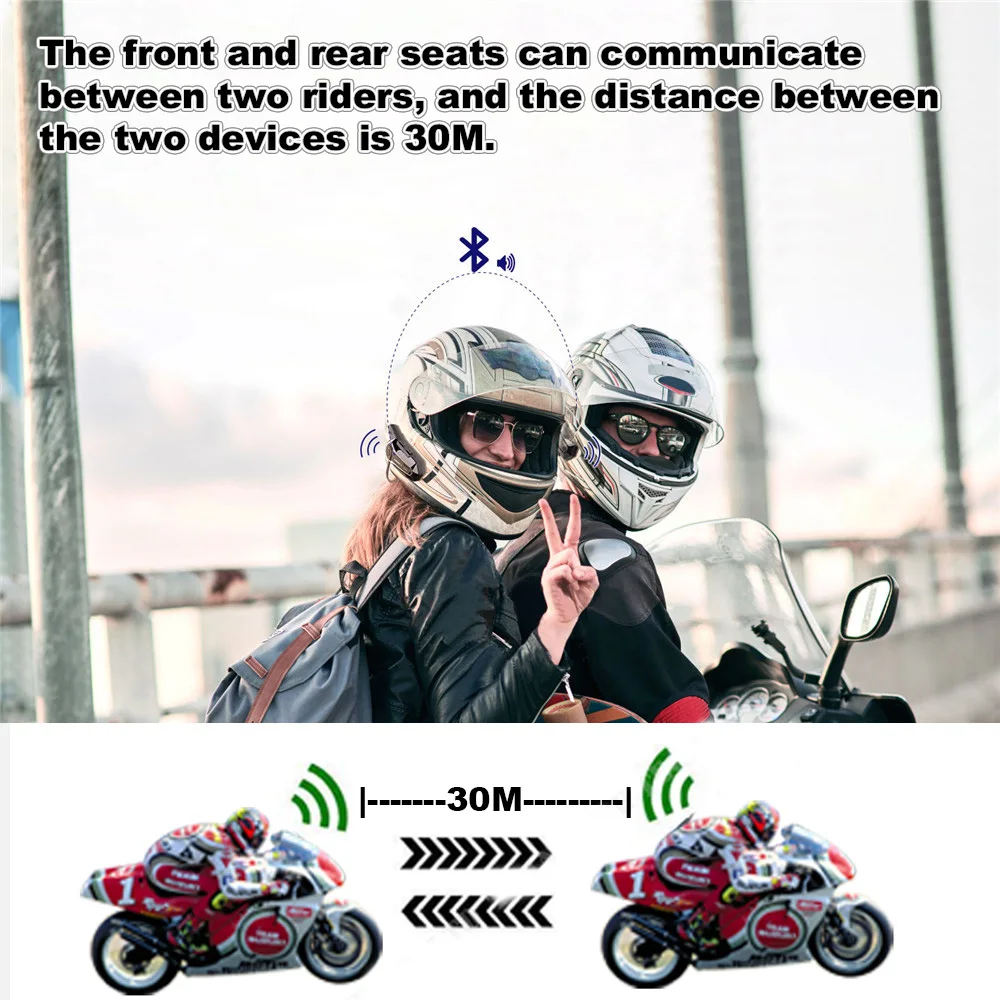 Bluetooth Motorcycle Intercom Helmet Headset For 2 Rider Intercomunicador Moto Wireless Handsfree call Walkie Helmet Talkie