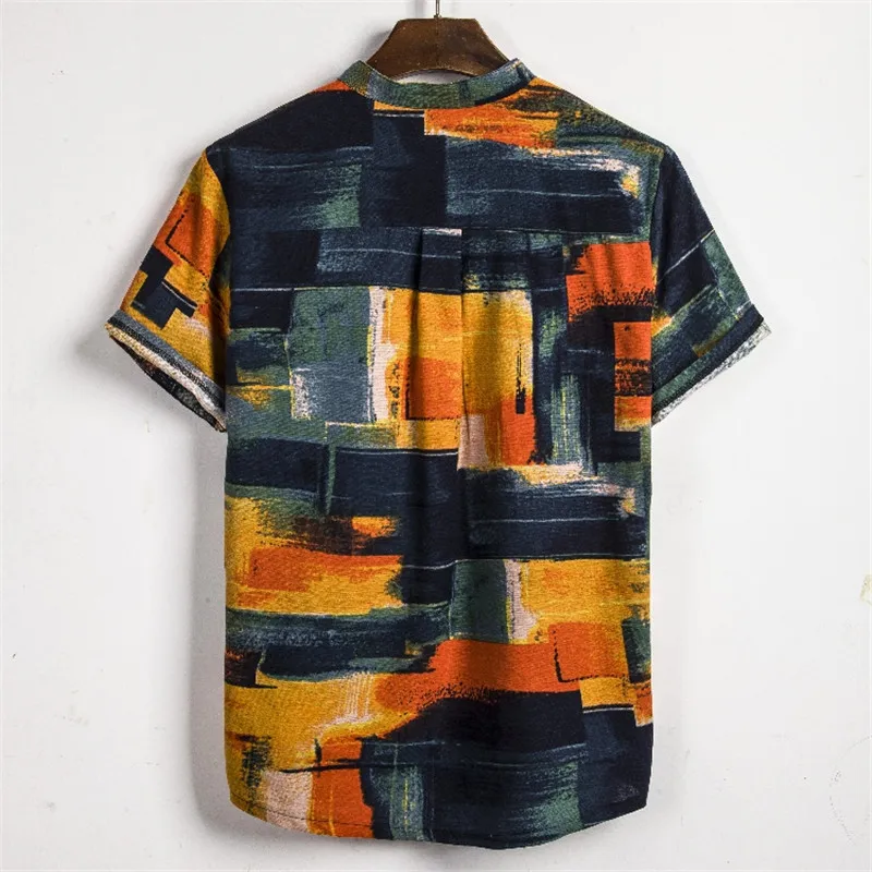 Повседневная мужская рубашка размера плюс высокая уличная блузка летние модные рубашки для Харадзюку Мужская Гавайская одежда крутые Клубные пляжные Топы