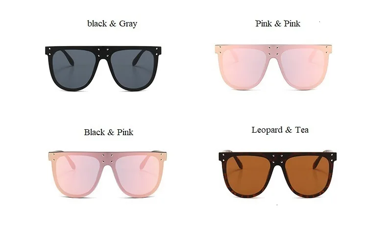 Большие розовые зеркальные женские солнцезащитные очки, цельная квадратная большая оправа, солнцезащитные очки, женские винтажные Ретро плоская заклепка, очки Ins Shades