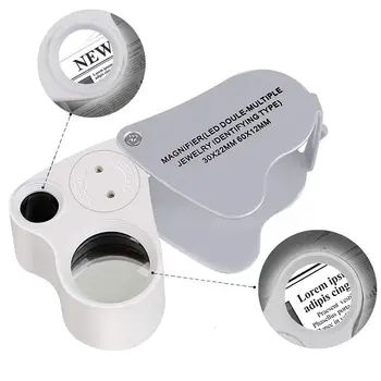 

30X 60X Illuminated Eye Loupe Magnifier Foldable Jewelry Magnifier with Bright LED Light for Gems Jewelry