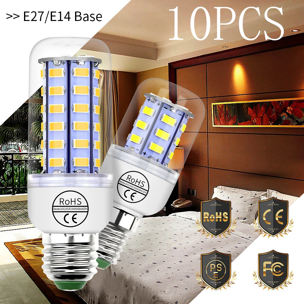 220V GU10 Светодиодная лампа E14 Led Свеча светильник лампочка E27 Кукуруза G9 светодиода