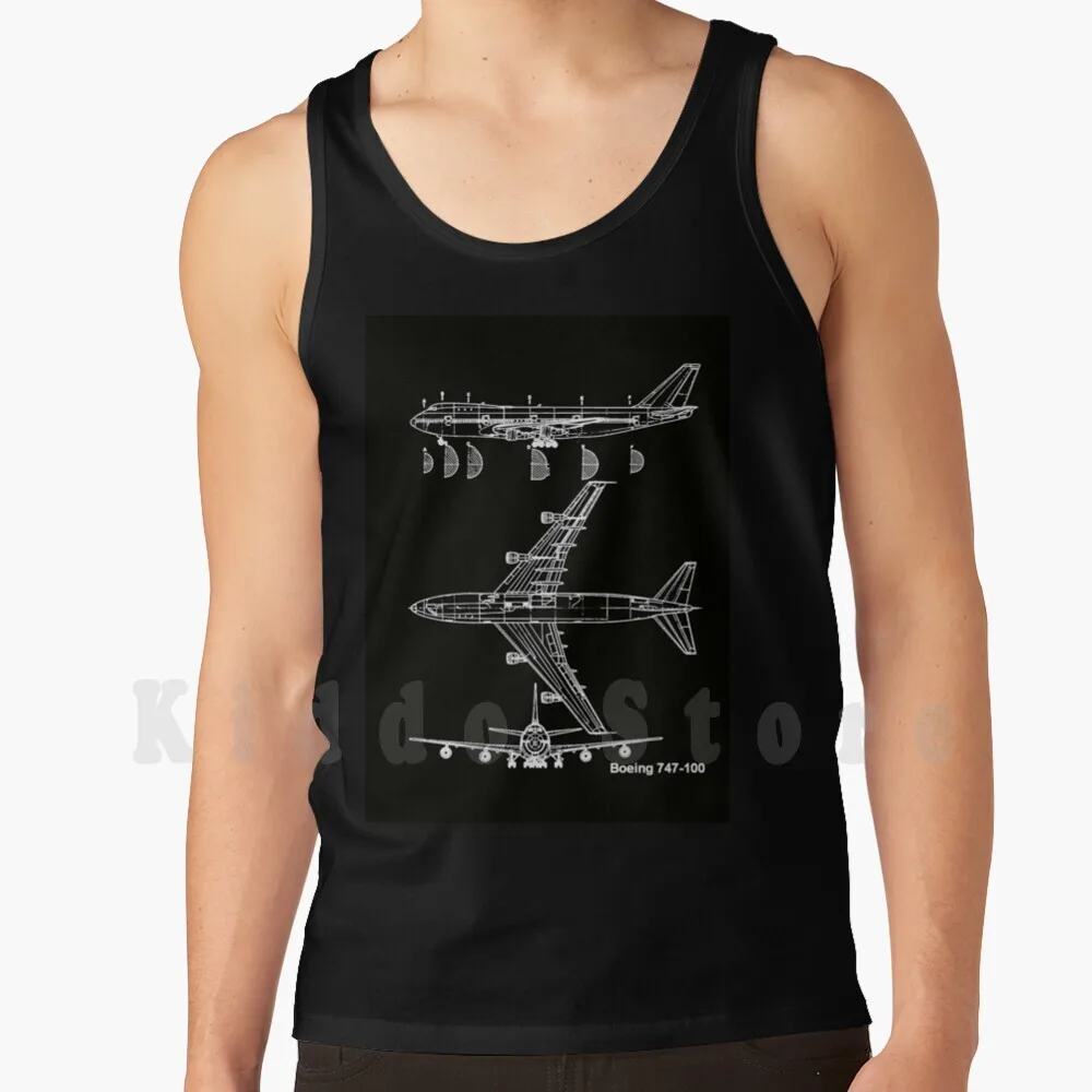 Canottiere Aeronca Boeing 747 - 100 Canottiera 100% Cotone Aeronca Boeing 747 100 Aereo Aereo Aeroplani Airpower Blueprint