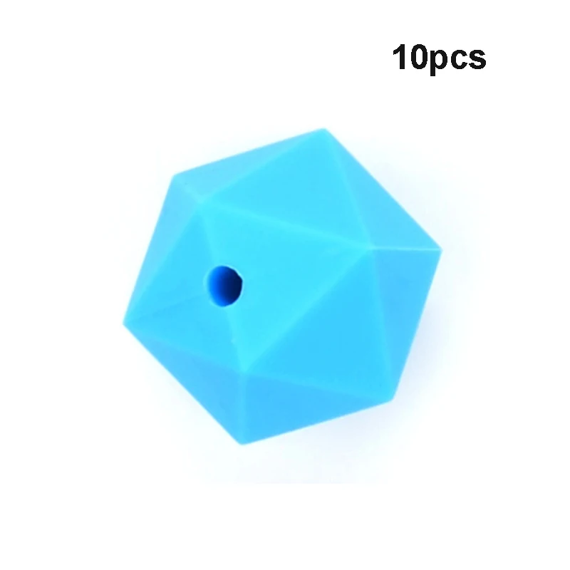 LOFCA 10 шт. Icosahedron Прорезыватели для зубов СИЛИКОНОВЫЕ BPA-Free пищевого класса Силиконовые Прорезыватели для зубов изготовление подарков - Цвет: Deep sky blue