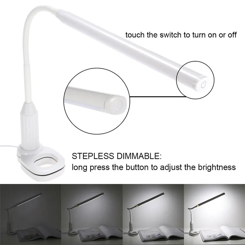 Adjustable Book Lamp 24LED Sensitive Light Piano Torch Study LED Clip Booklight USB Gooseneck Eye-Care Flashlight Reading Light