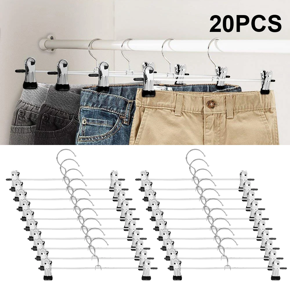 Najtaniej Wieszaki do spodni wieszaki do spodni z klipsami 20 szt. Metalowe wieszaki do spodni do oszczędzania miejsca, Ultra cienkie odporne na rdzę wieszaki f