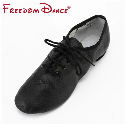 Quality Pig Leather Lace Up Jazz Dance Shoes Soft Ballet Dance Shoes Yoga Sneakers Black Tan Colors Men Women Training Shoes