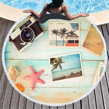 

Travel Outing Summer Beach Towel Women Men Beach Sunbathing Towel 150cm Soft Microfiber Garden Camping Lawn Picnic Mat