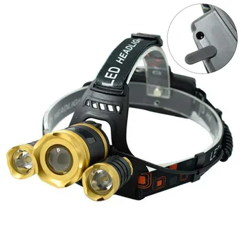 

Zoomable Head Lamp 1*T6 + 2*XPE LED Headlamp Flashlight Rechargeable Frontal Headlight Torch 4 Modes