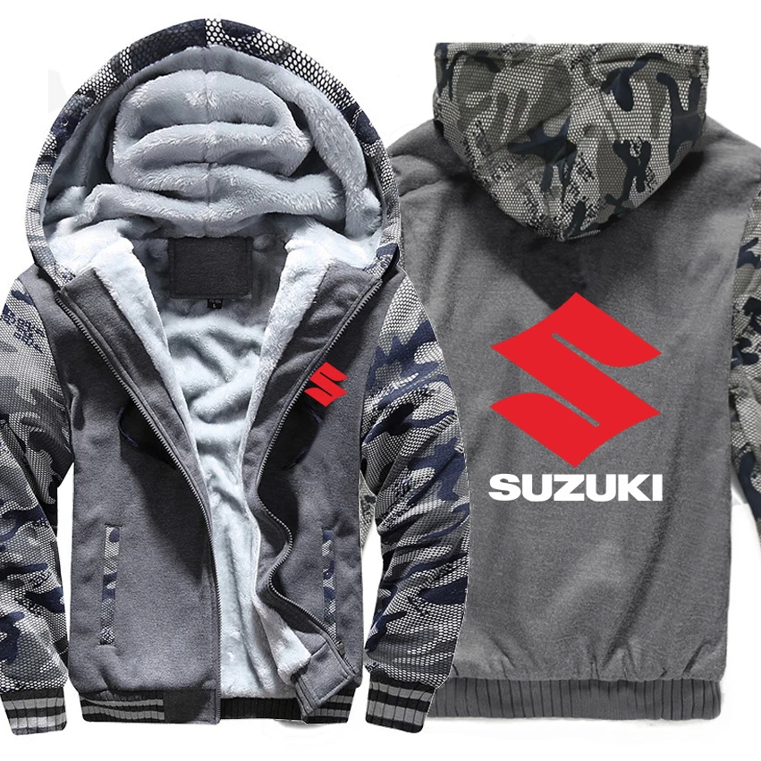 Мотоцикл Suzuki толстовки зимняя камуфляжная куртка с рукавом Мужская шерстяная подкладка флис Suzuki мужские толстовки - Цвет: As picture