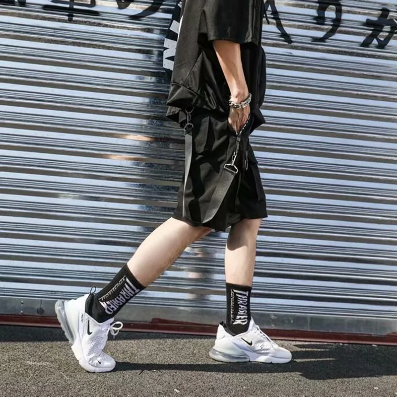 Techwear-여름 남성 반바지, 일본 하라주쿠 패션 힙합 펑크 스트리트 웨어 카고 반바지 남성 조깅 리본 헐렁한 옷