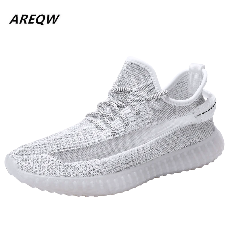 

2019 Fly Woven Solid Color Lace Sports Shoes Men's Breathable Spring and Autumn Sports Shoes Fashion Men's Shoes