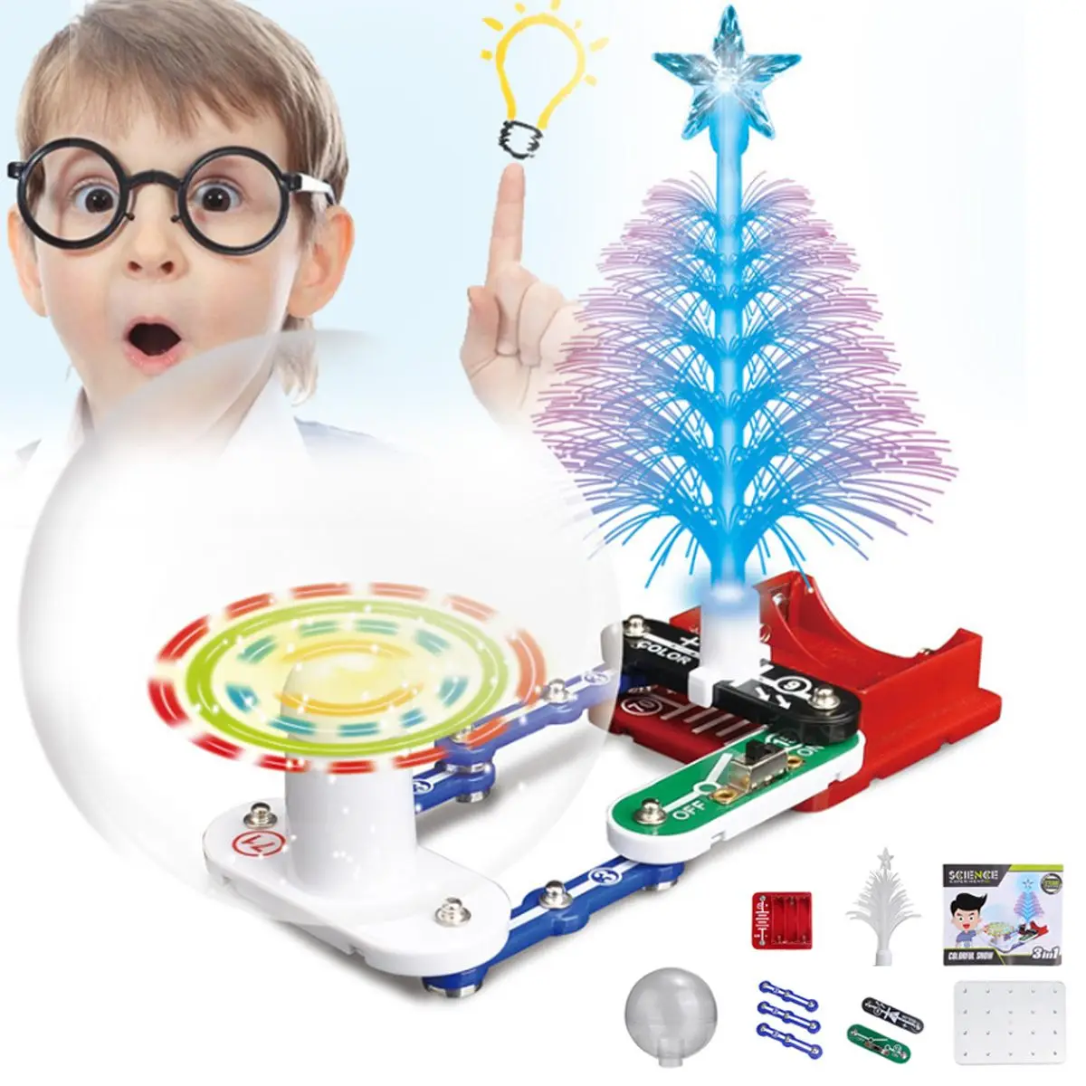 

Christmas tree Model DIY Switch Circuits Electronic Discovery Blocks Kit Scientific Educational Toy For Kids Christmas Gift