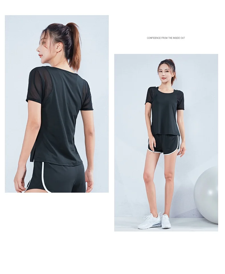 Brand 2020 Women Mesh Sports Tops Short Sleeve Yoga Shirts Loose Running Fitness T-shirts Summer Quick Dry