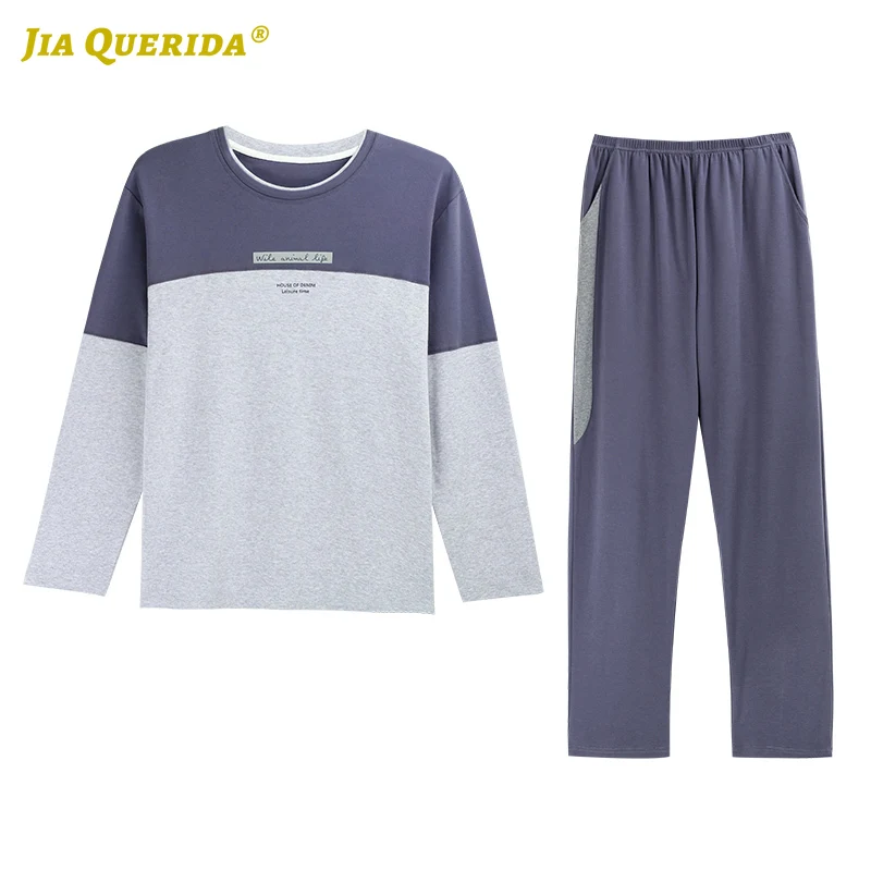 Pajamas for Men 2020 New Plus Size Sleepwear 100% Cotton Pullover Men Pajama Sets Long Sleeves Pure Cotton Big Size 3xl 4xl Pjs