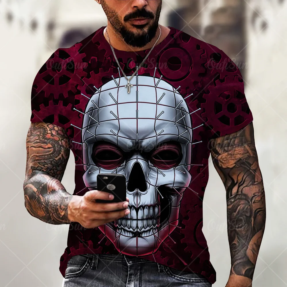 2021 Summer New Men’s 3D Skull Print T-shirt Casual Stylish Breathable O-neck Short-sleeved T-shirt