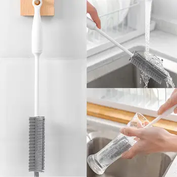 

Long Handle Silicone Cleaning Cup Brush Household Glass Decontamination Cup Silicone Brush Bottle Washing