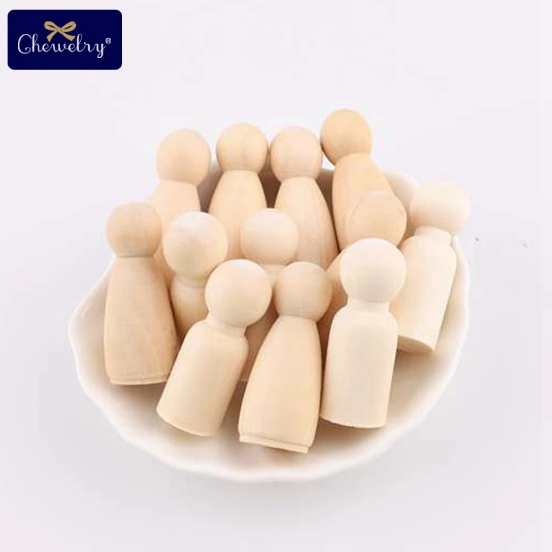 75mm/90mm Wooden Peg Dolls 5pcs/Lot Wood Crafts Kids DIY Handmade Toys Home Nursery Decoration Wooden Blank Women Men Peg Dolls