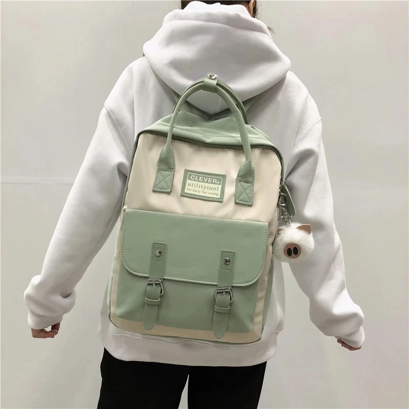 

Weysfor Women Nylon Backpack Candy Color Waterproof School Bags for Teenagers Girls Patchwork Backpack Female Rucksack Mochila