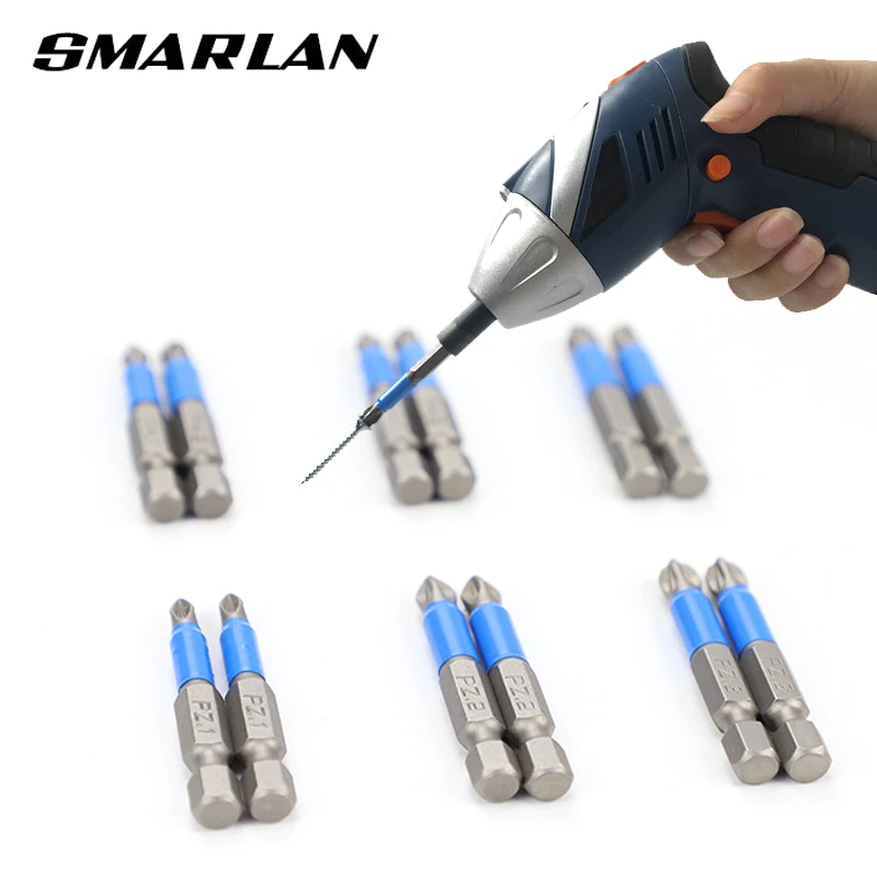 Screwdriver Set 12pcs Anti Non-slip S2 Alloy Steel Screwdriver Magnetic Electric Impact 50mm PH1/PH2/PH3/PZ1/PZ2/PZ3