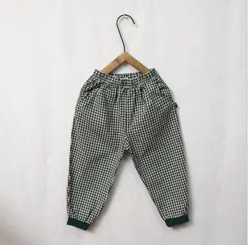 

2020 new girls boys plaid pants spring cotton fashion kids long pants 3-8t HJ212
