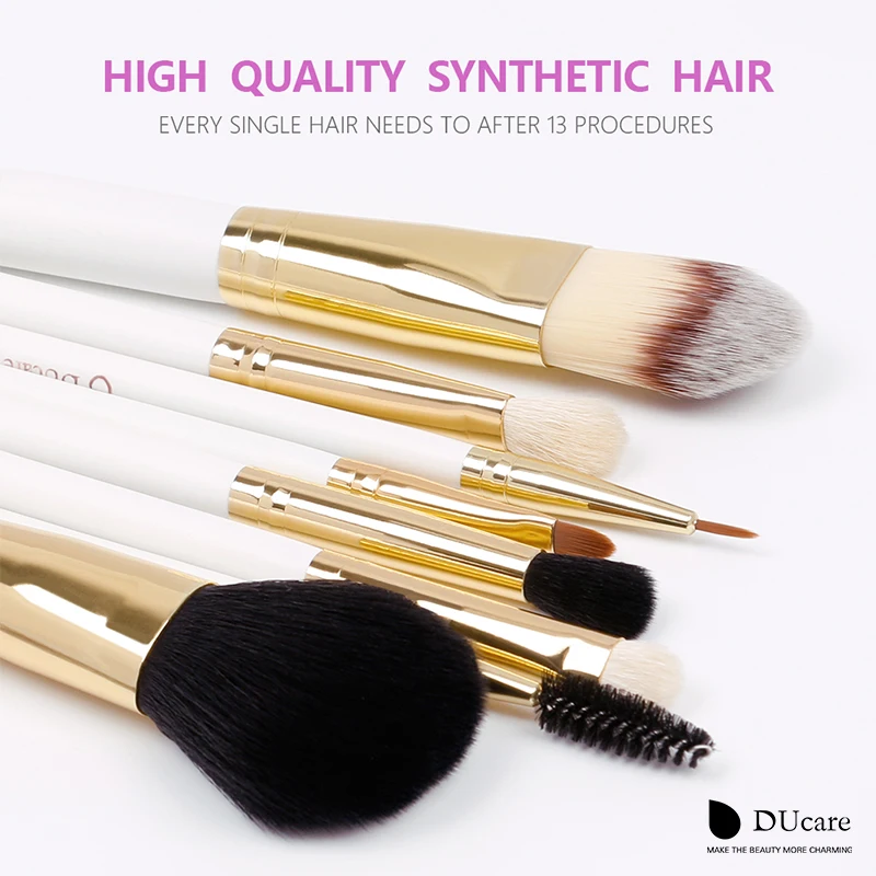 DUcare 8 шт. кисти для макияжа натуральные волосы набор кистей для макияжа с сумкой кисть для основы пудра кисти для теней набор для макияжа для путешествий