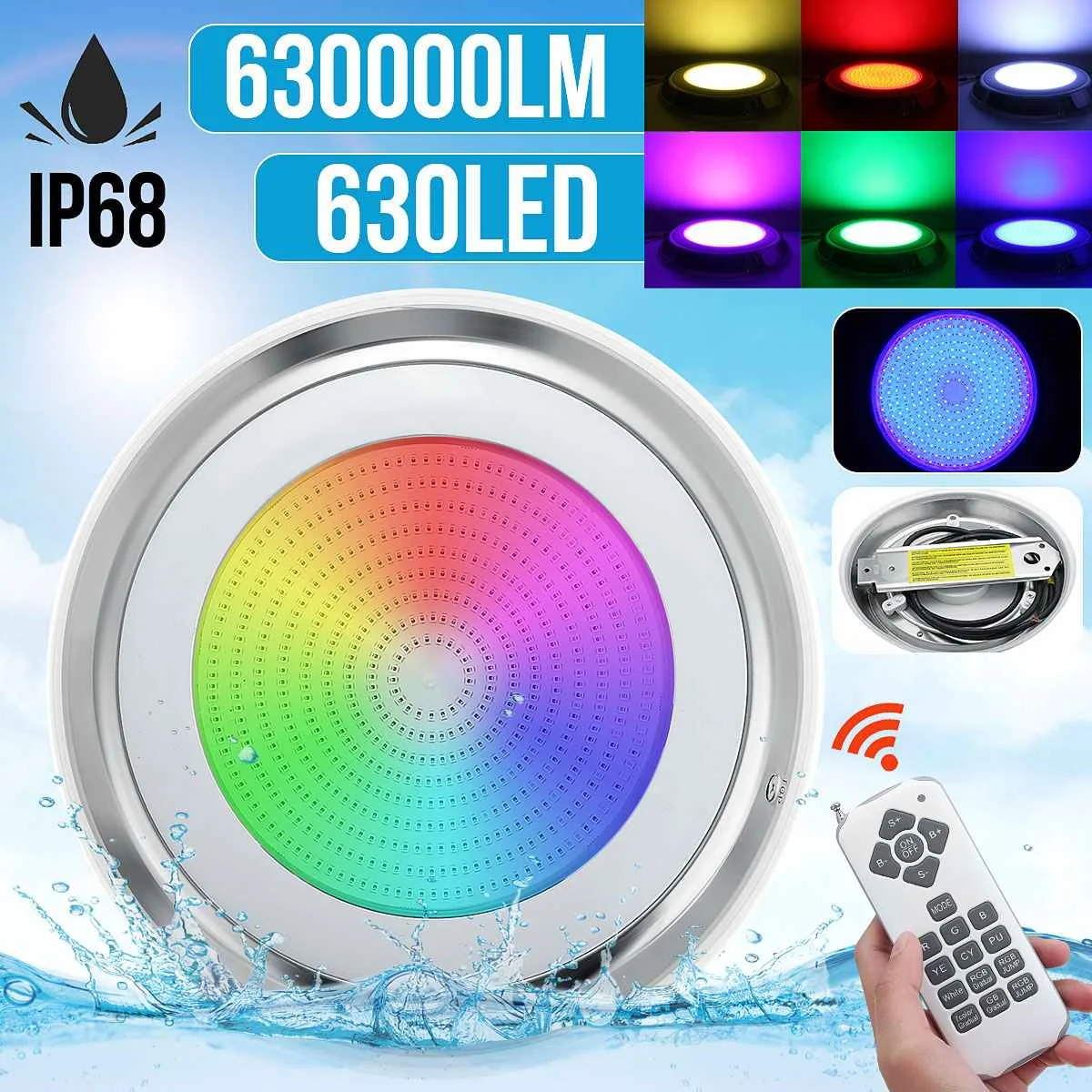 65 Вт RGB светодиодный светильник для бассейна водонепроницаемый IP68 подводный