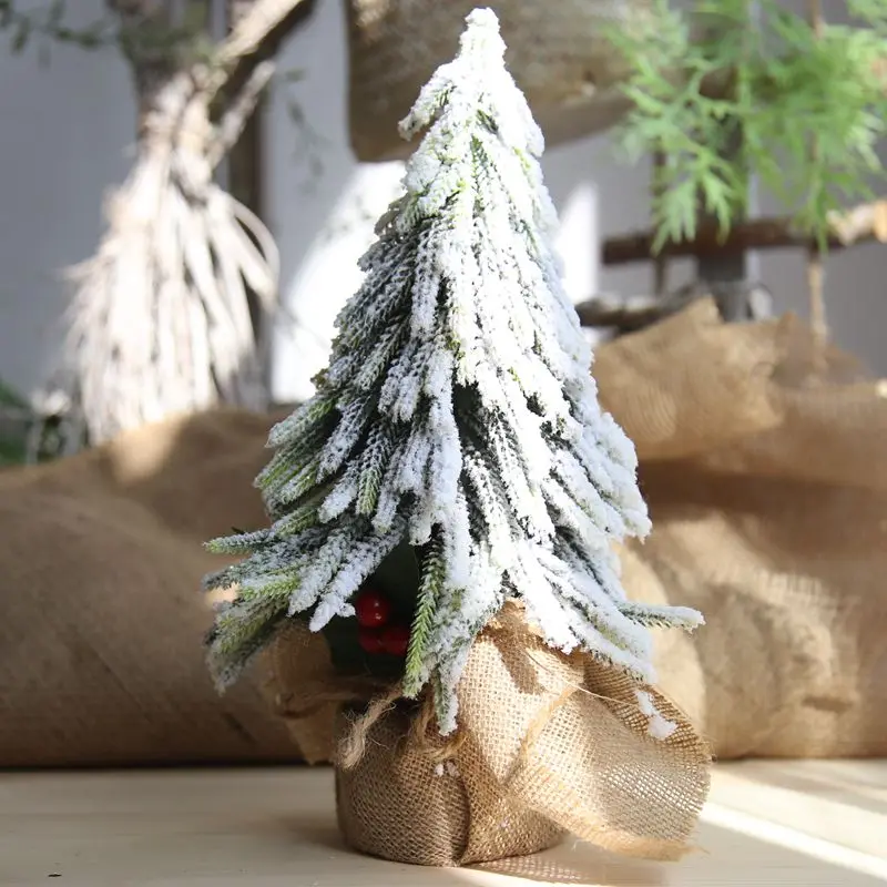 Рождественская елка, подарки, искусственная сосна, дерево, настольный орнамент для дома, окно торгового центра, Снежная ель, Декор, Рождественское украшение - Цвет: White