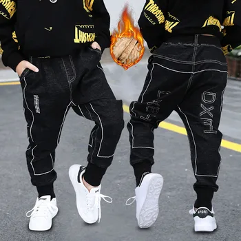 

2020 Boy Plus Velvet Thick Super Warm Fashion Black Jeans Pants