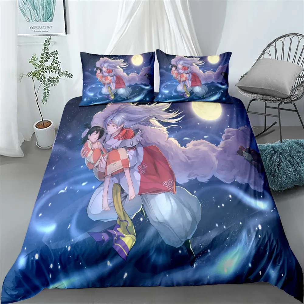 Anime FAIRY TAIL Bedding Set 2/3pcs Duvet Cover Inuyasha Printed Polyester Microfiber Bedroom Decor King Size Comforter Set