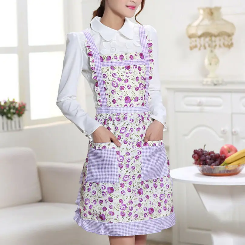 Women Lady adult Cooking Kitchen Apron Restaurant Home Cooking Chef Bib Aprons Dress Dining Room Barbecue with Pocket