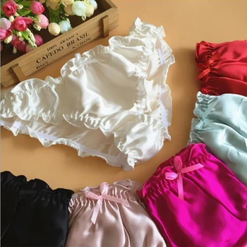 

Moxeay Woman Silk Satin Ruffle Panties Underwear Briefs Plus Size Ladies Satin Briefs Tanga Intimates Knickers Underpanties XXL