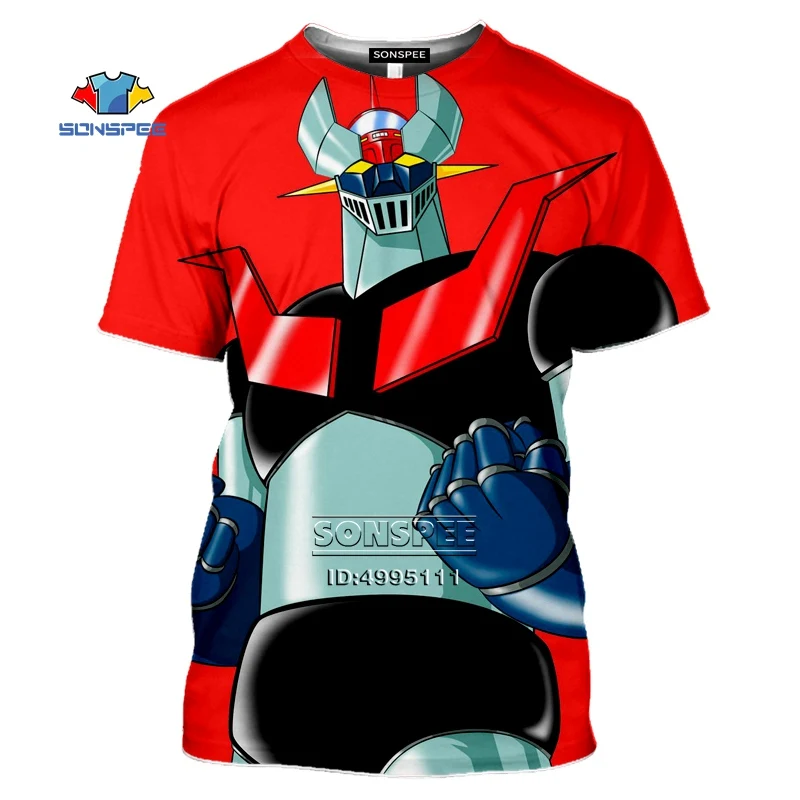 Футболка Mazinger Z Мужская/женская с 3D принтом Повседневная рубашка круглым вырезом