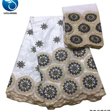 LIULANZHI White Cotton Brocade Nigerian Tissu Bazin Riche Free Shipping Sewing Tissu Bazin for Dress Party PB27