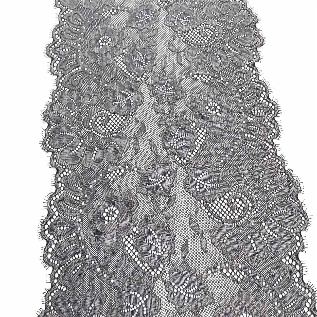 3y/Lot Width 9 inch(23 cm) Dark Grey Elastic Eyelash Lace Trim 2