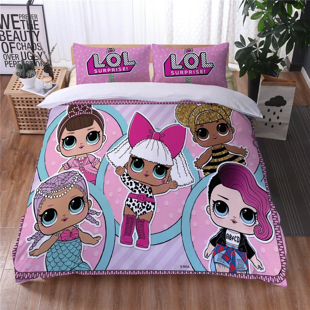 Lol Surprise Juego De Fundas De Edredon Y Almohada Para Ninas Juego De Cama Para Dormitorio Funda De Almohada Tamano King Juegos De Ropa De Cama Aliexpress