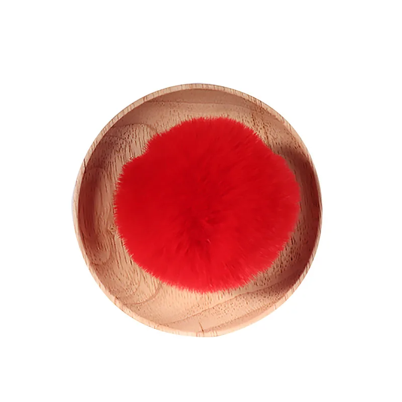 Помпон 8 см из меха кролика рекс плюшевый шар детский кружевной патч аппликация материал детская сумка для волос DIY пушистый брелок аксессуары 1 шт - Цвет: 29 Red
