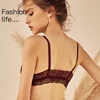DERUILADY Sexy Backless Seamless Bras For Women Comfort Front Closure Wireless Bralette Top Lace Floral