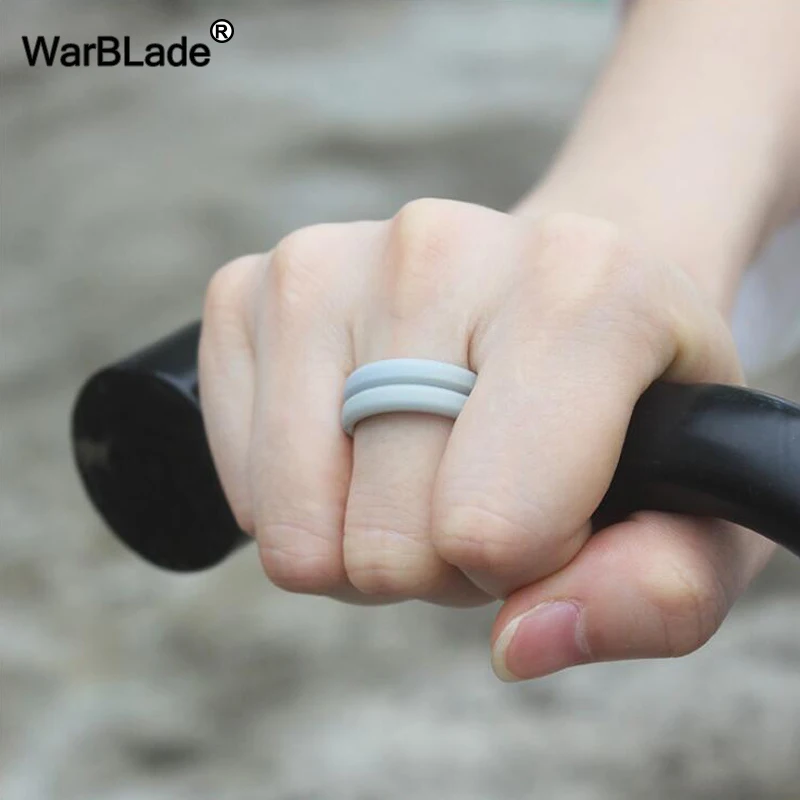 WarBLade New Food Grade FDA Silicone Rings 8mm V-groove Men Wedding Rubber Bands Hypoallergenic Flexible Silicone Finger Ring 4