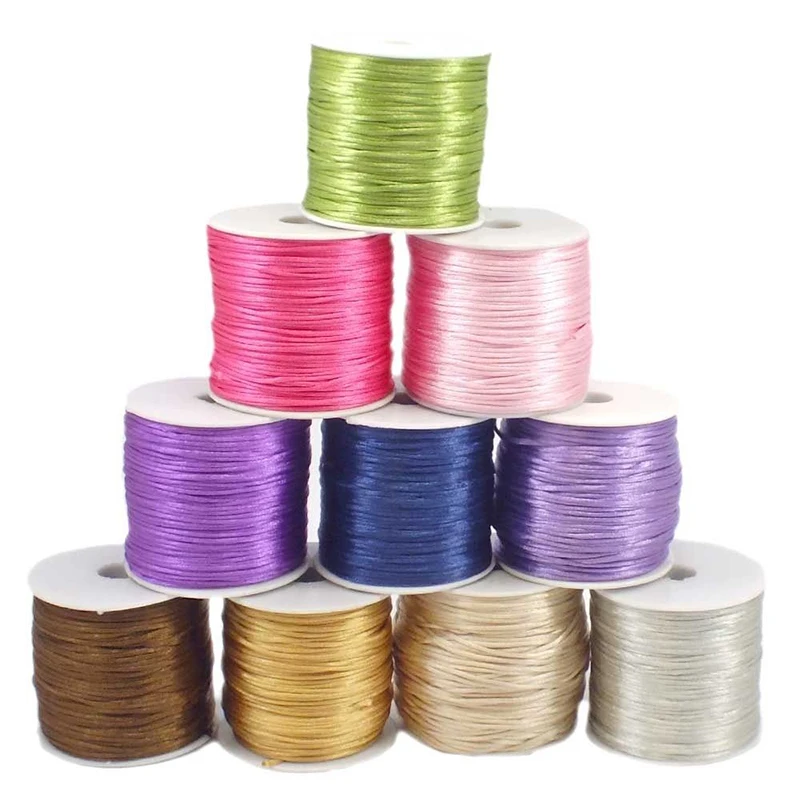 

55m 1.5mm Soft Satin Rattail Silk Macrame Cord Nylon Necklace Beading Cords Waxed Cord String Thread Jewelry Making Materials