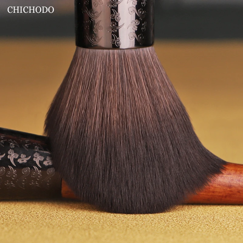 CHICHODO Makeup Brush The Amber Series Carved Tube Brushes 11pcs Natural Hair Set Powder Foundation Eyeshadow Makeup Tools makeup brush set
