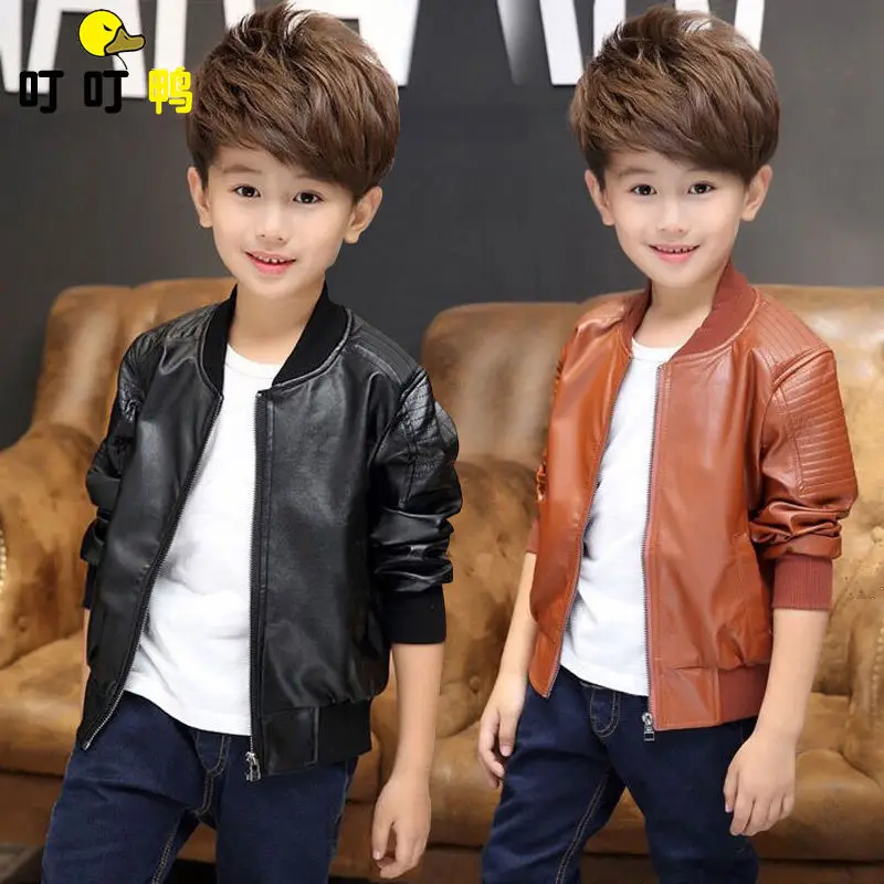 Online Winter Boys Coat Winter PU Leather Jackets Thicken Velvet Kids Boy s Clothes Warm Fleeced Outerwear 3 16Y Children s Clothing