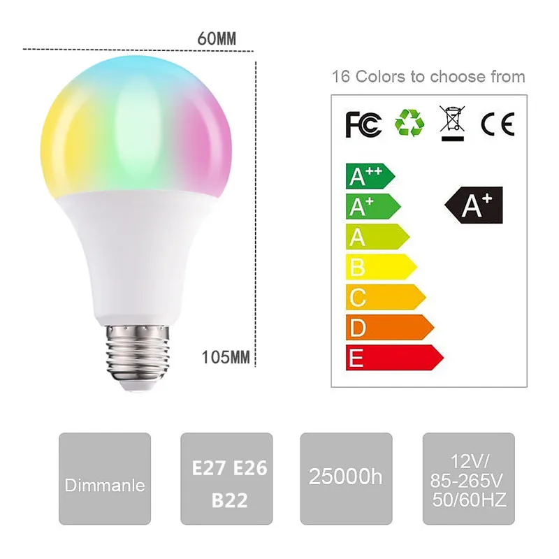 110V 220V 85-265V E27 E14 RGB LED bulb 16 Color Magic LED Night Light Lamp Dimmable Stage Light / 24key Remote Control holiday