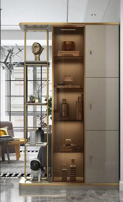 Living room partition cabinet, wine cabinet, porch shoe cabinet integrated into the door, simple modern light
