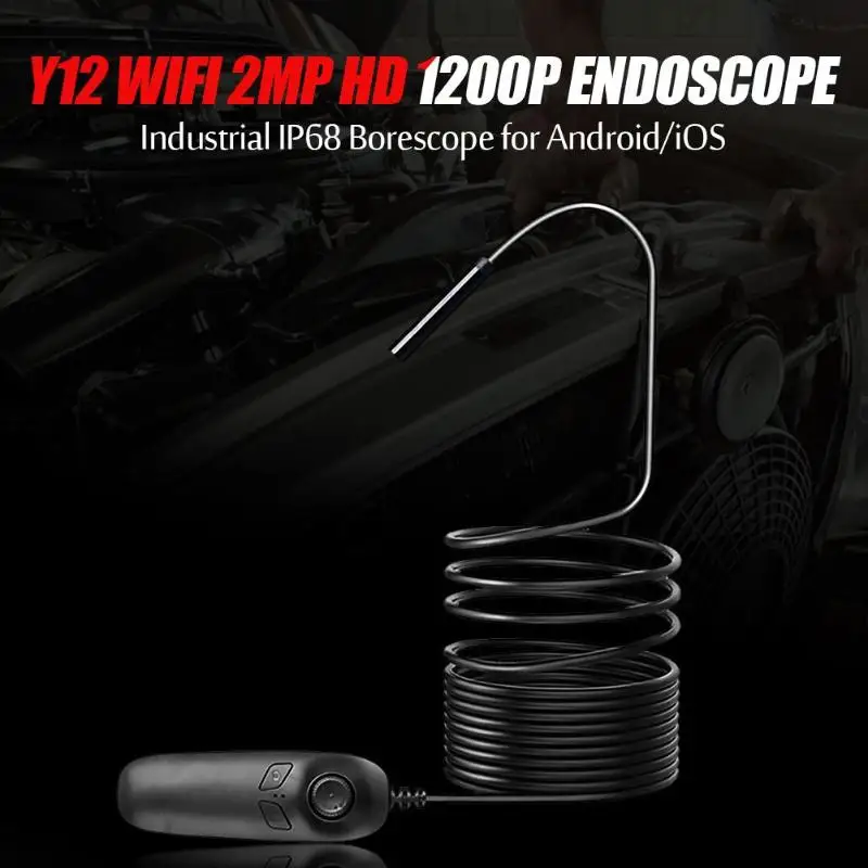 Y12 WiFi 2MP HD 1200P эндоскоп промышленный IP68 бороскоп для Android/iOS